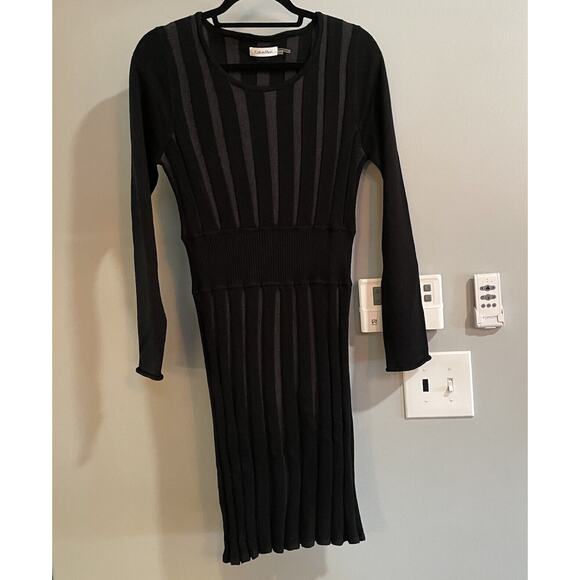 Calvin Klein Dress Size M Sweater Pleated Stretch Whimsigoth Long Sleeve Career‎ - Picture 1 of 7